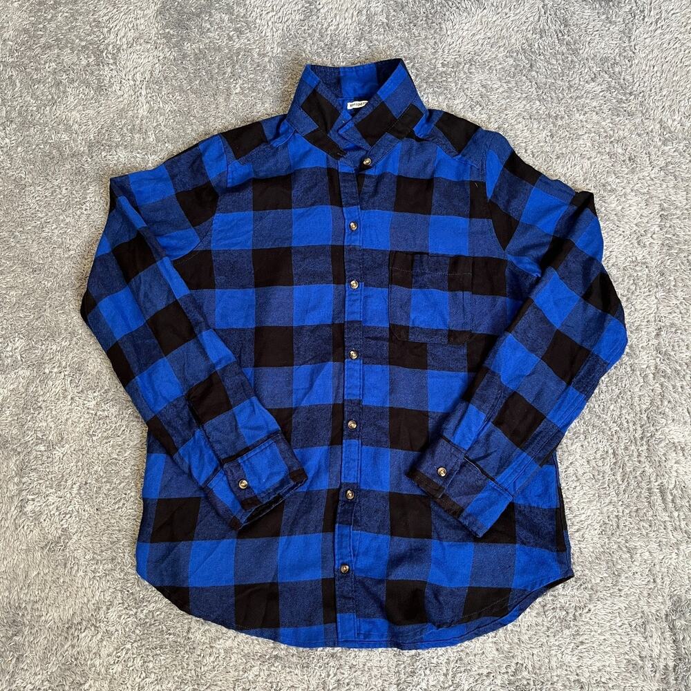 Hollister Boyfriend Fit Blue Black Buffalo Flannel Button Up Shirt Women's Sz S
